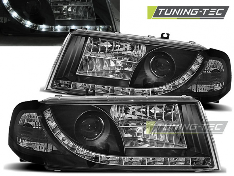 LED Tagfahrlicht Design Scheinwerfer für Skoda Octavia 1 (1U) 00-10 schwarz